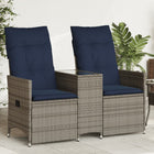 2-Seater Adjustable Garden Bench with Table Poly Rattan Grey