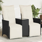 Garden bench 2-seater adjustable with table poly rattan black