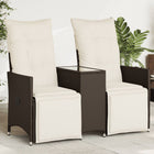 2-Seater Adjustable Garden Bench with Table, Poly Rattan Brown