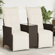Tuinbank 2-zits poly rattan bruin met tafel