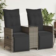 Tuinbank 2-zits verstelbaar poly rattan grijs
