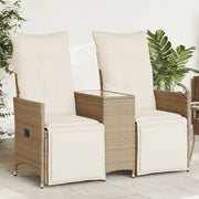 Tuinbank 2-zits poly rattan beige met tafel