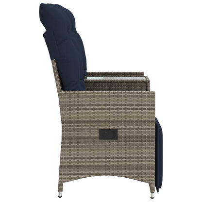Tuinbank 2-zits verstelbaar met tafel poly rattan grijs