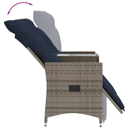 Tuinbank 2-zits verstelbaar met tafel poly rattan grijs