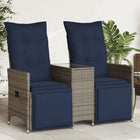 Tuinbank 2-zits poly rattan grijs met tafel