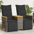 2-Seater Adjustable Garden Bench with Table Poly Rattan Grey