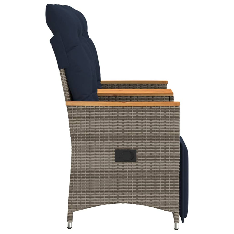Tuinbank 2-zits verstelbaar met tafel poly rattan grijs