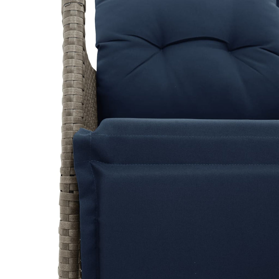 Tuinbank 2-zits verstelbaar met tafel poly rattan grijs