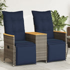 Tuinbank 2-zits poly rattan grijs met tafel
