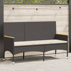 Garden Bench 3-seater with Cushions Poly Rattan Black