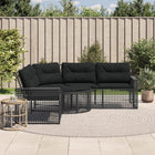 Tuinbank L-vormig poly rattan zwart