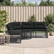 Tuinbank L-vormig poly rattan zwart