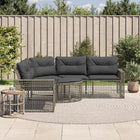 Loungebank L-vormig poly rattan grijs met kussens