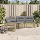 Tuinbank L-vormig poly rattan beige 208x208x80 cm