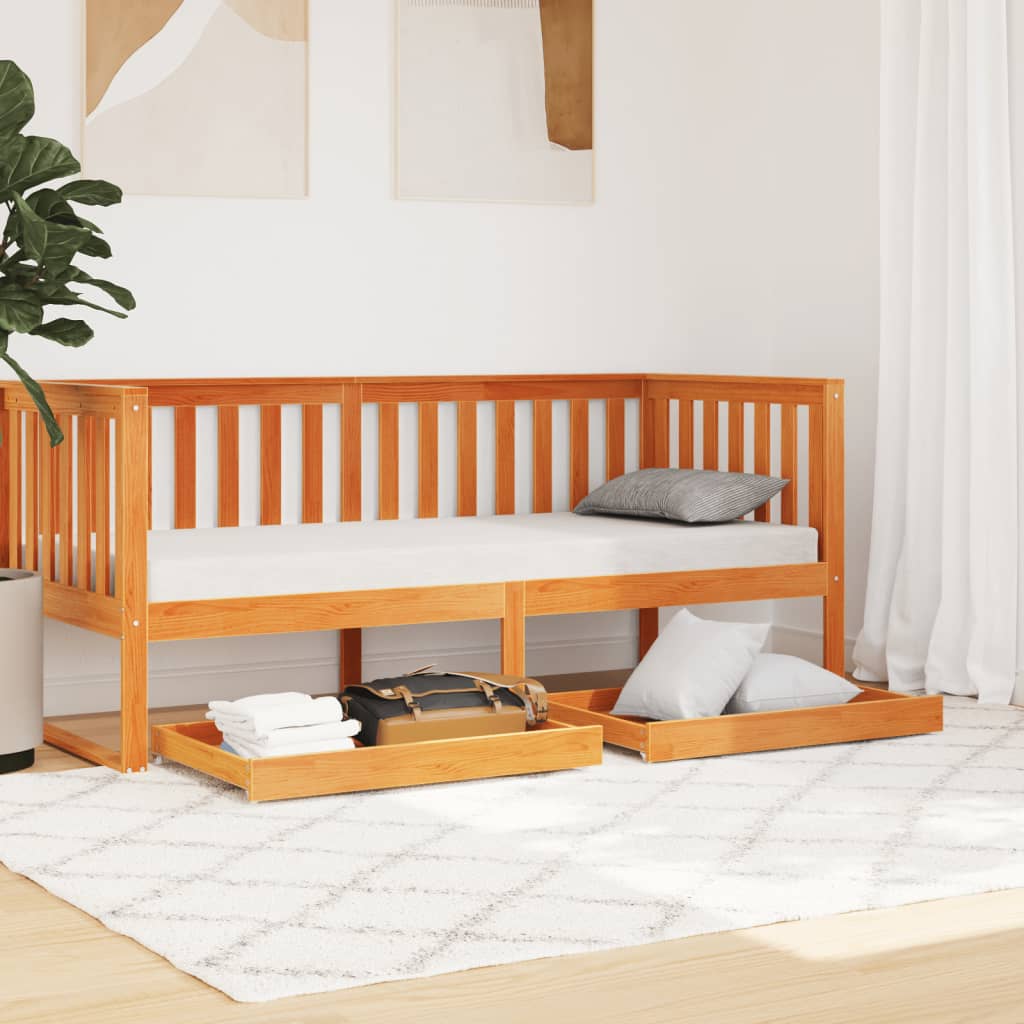 Slaapbanklades 2 st massief grenenhout wasbruin Bruin