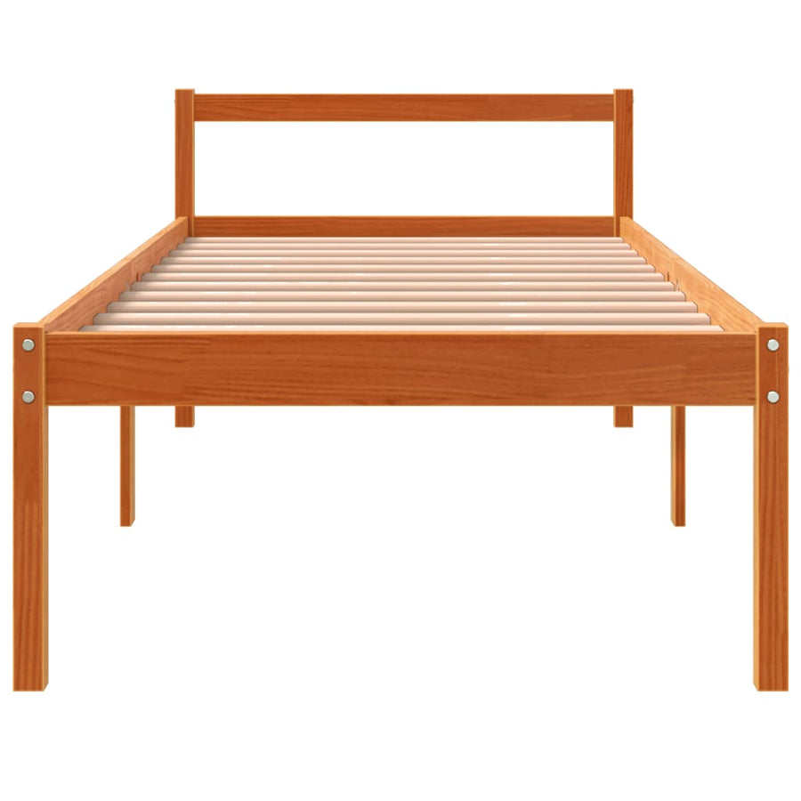 Seniorenbed massief grenenhout wasbruin 90x190 cm