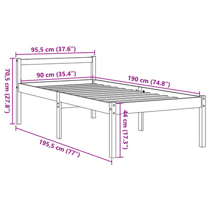 Seniorenbed massief grenenhout wasbruin 90x190 cm