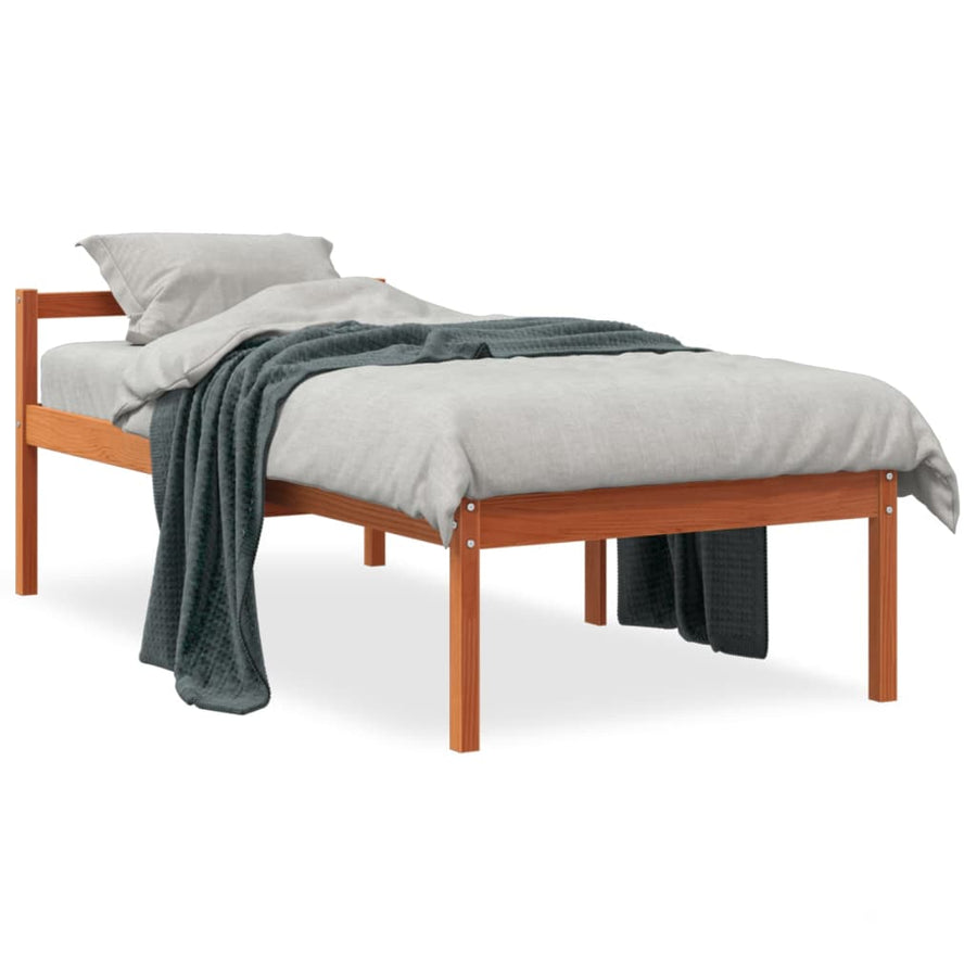Seniorenbed massief grenenhout wasbruin 90x200 cm