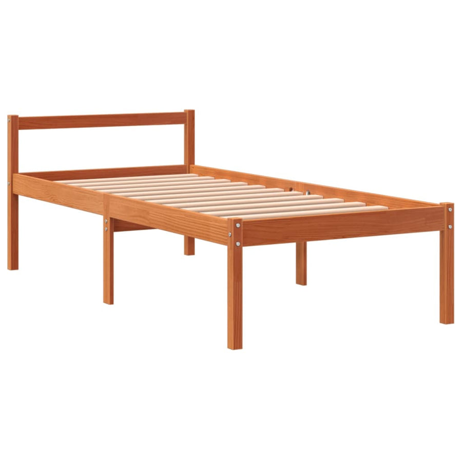 Seniorenbed massief grenenhout wasbruin 90x200 cm