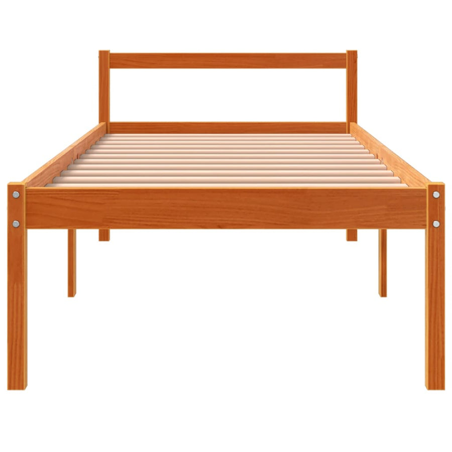Seniorenbed massief grenenhout wasbruin 90x200 cm