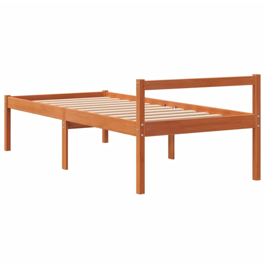 Seniorenbed massief grenenhout wasbruin 90x200 cm