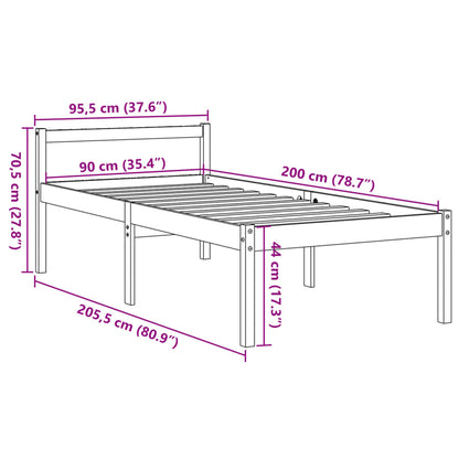 Seniorenbed massief grenenhout wasbruin 90x200 cm