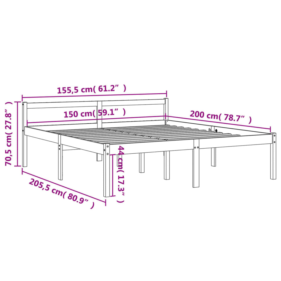 Seniorenbed Massief Grenenhout Wasbruin 150X200 Cm