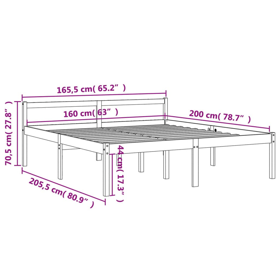 Seniorenbed Massief Grenenhout Wasbruin 160X200 Cm