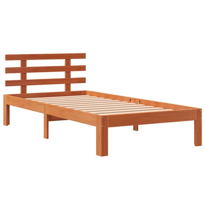Bedframe Met Hoofdbord Massief Grenenhout Was Bruin 75 x 190 cm