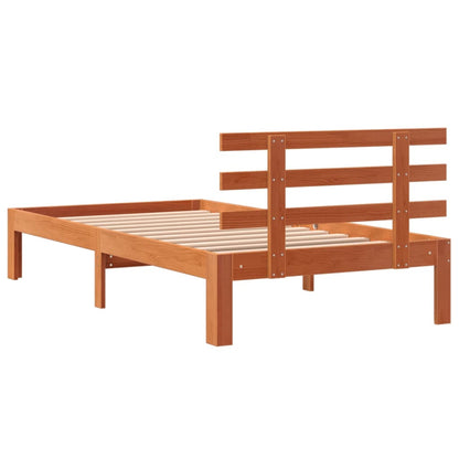 Bedframe Met Hoofdbord Massief Grenenhout Was Bruin 75 x 190 cm