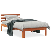 Bedframe massief grenenhout wasbruin 75x190 cm