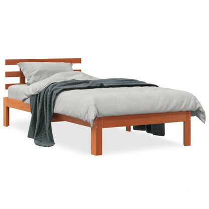 Bedframe Met Hoofdbord Massief Grenenhout Was Bruin 75 x 190 cm