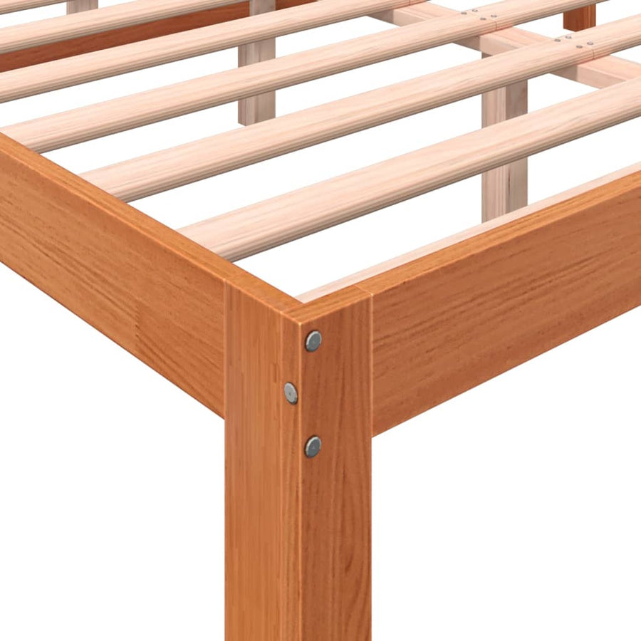 Bedframe Met Hoofdbord Massief Grenenhout Was Bruin 140 x 190 cm