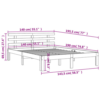 Bedframe Met Hoofdbord Massief Grenenhout Was Bruin 140 x 190 cm