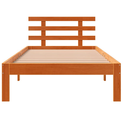 Bedframe Met Hoofdbord Massief Grenenhout Was Bruin 100 x 200 cm