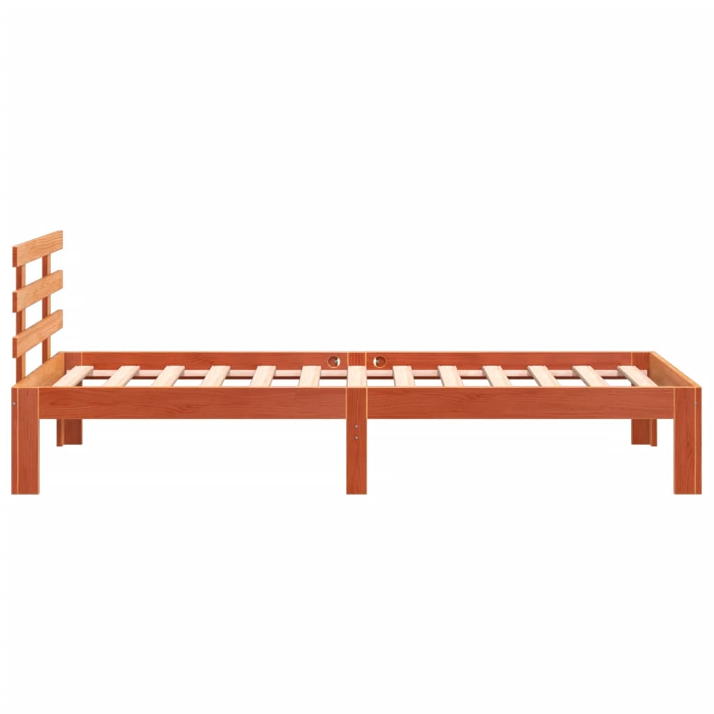 Bedframe Met Hoofdbord Massief Grenenhout Was Bruin 100 x 200 cm