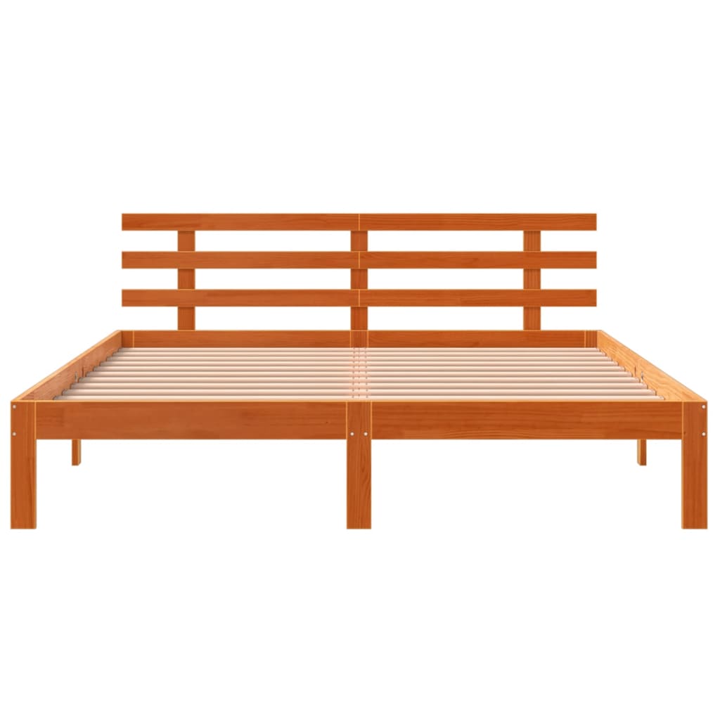 Bedframe Met Hoofdbord Massief Grenenhout Was Bruin 150 x 200 cm