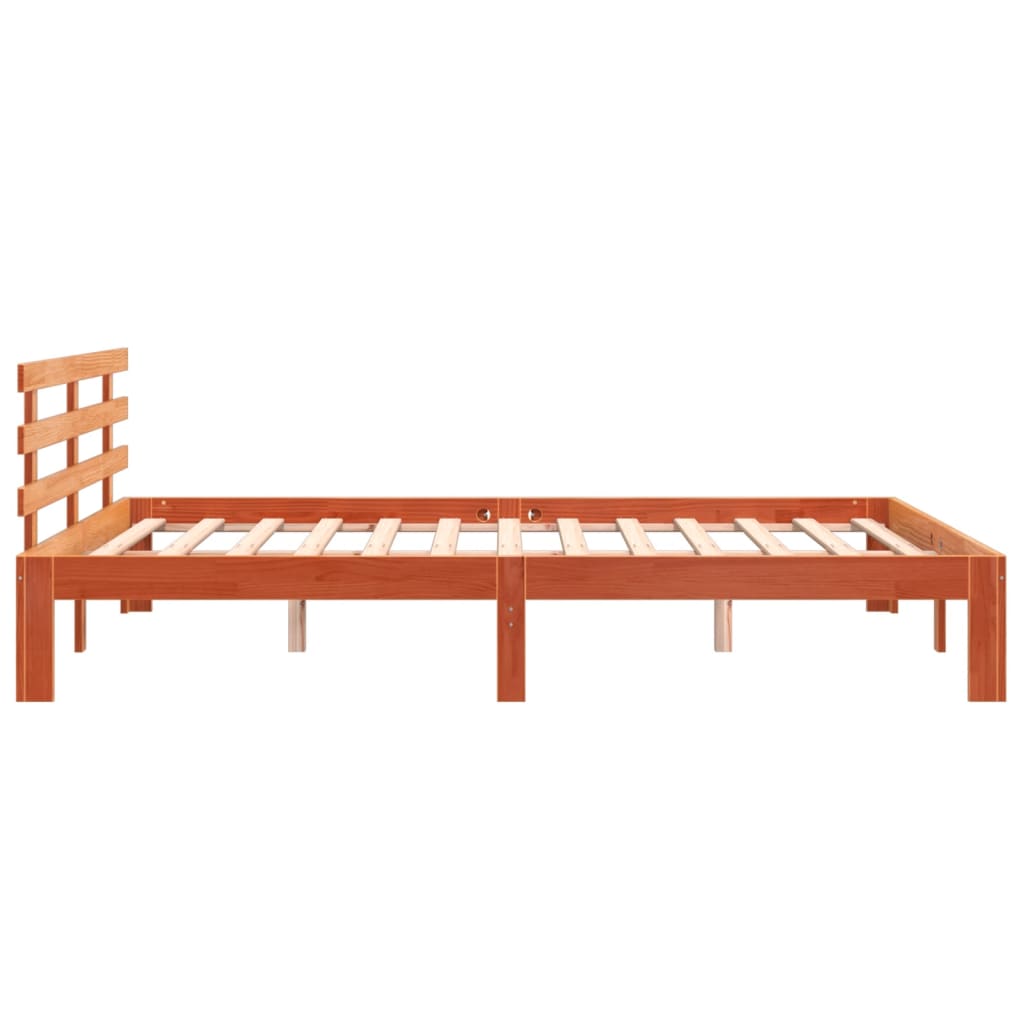 Bedframe Met Hoofdbord Massief Grenenhout Was Bruin 150 x 200 cm