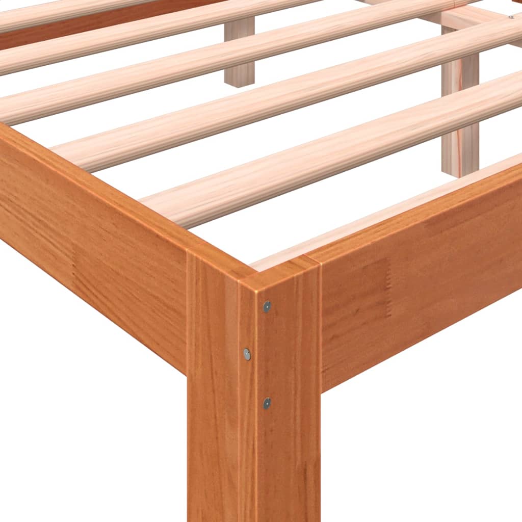 Bedframe Met Hoofdbord Massief Grenenhout Was Bruin 150 x 200 cm