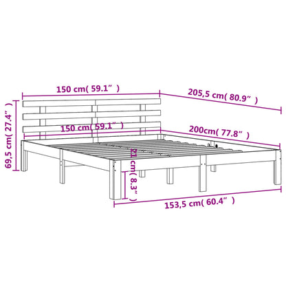 Bedframe Met Hoofdbord Massief Grenenhout Was Bruin 150 x 200 cm