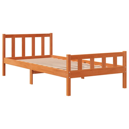 Bedframe Met Hoofdbord Massief Grenenhout Was Bruin 75 x 190 cm