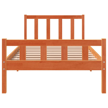 Bedframe Met Hoofdbord Massief Grenenhout Was Bruin 75 x 190 cm