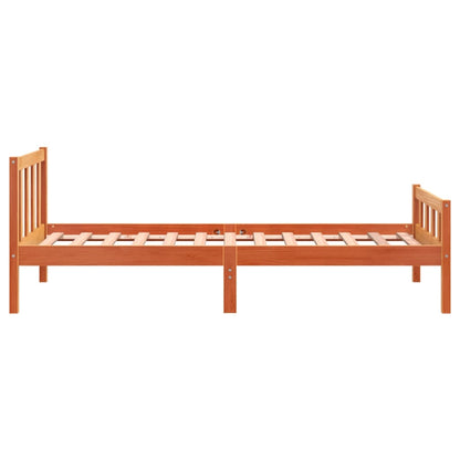 Bedframe Met Hoofdbord Massief Grenenhout Was Bruin 75 x 190 cm