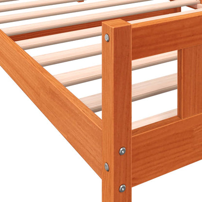 Bedframe Met Hoofdbord Massief Grenenhout Was Bruin 75 x 190 cm