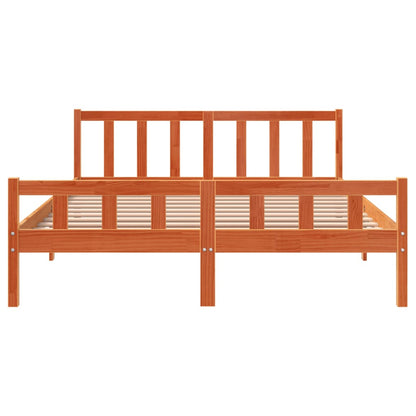 Bedframe met hoofdbord massief grenenhout wasbruin 150x200 cm 150 x 200 cm Bruin