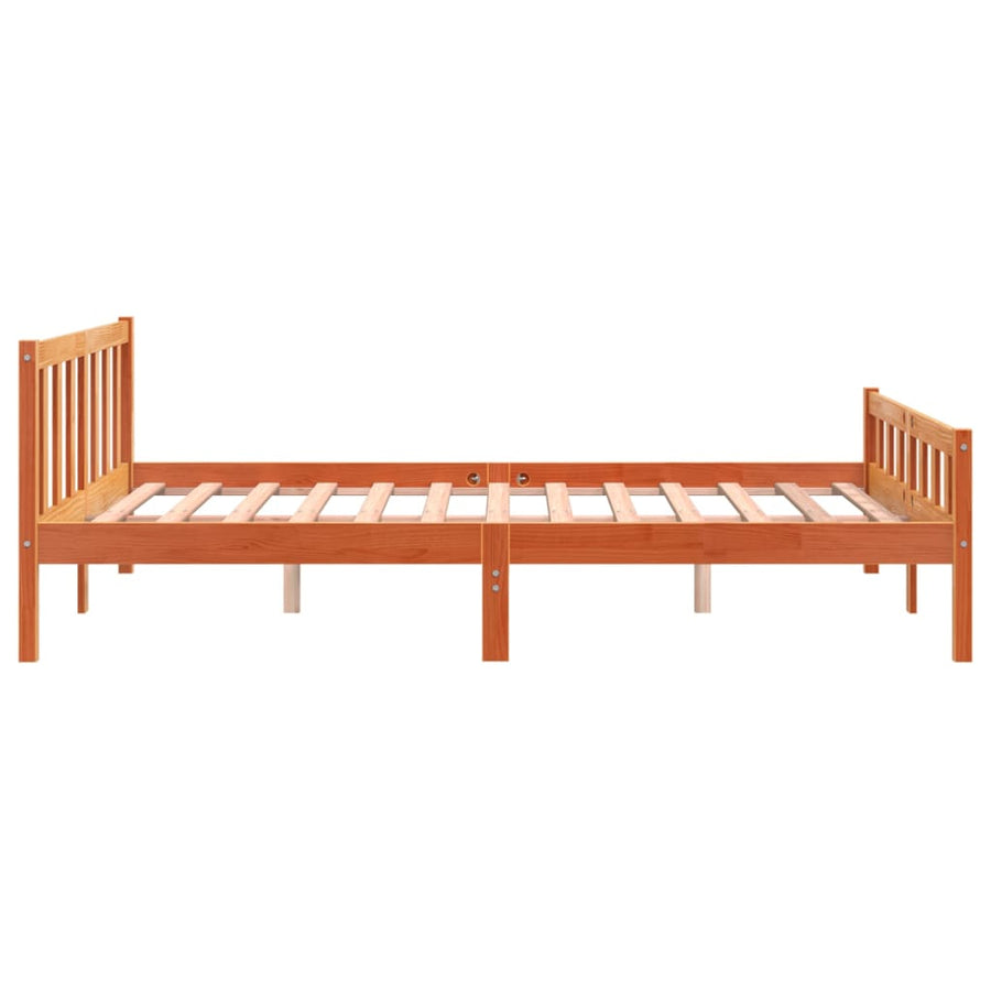 Bedframe met hoofdbord massief grenenhout wasbruin 150x200 cm 150 x 200 cm Bruin