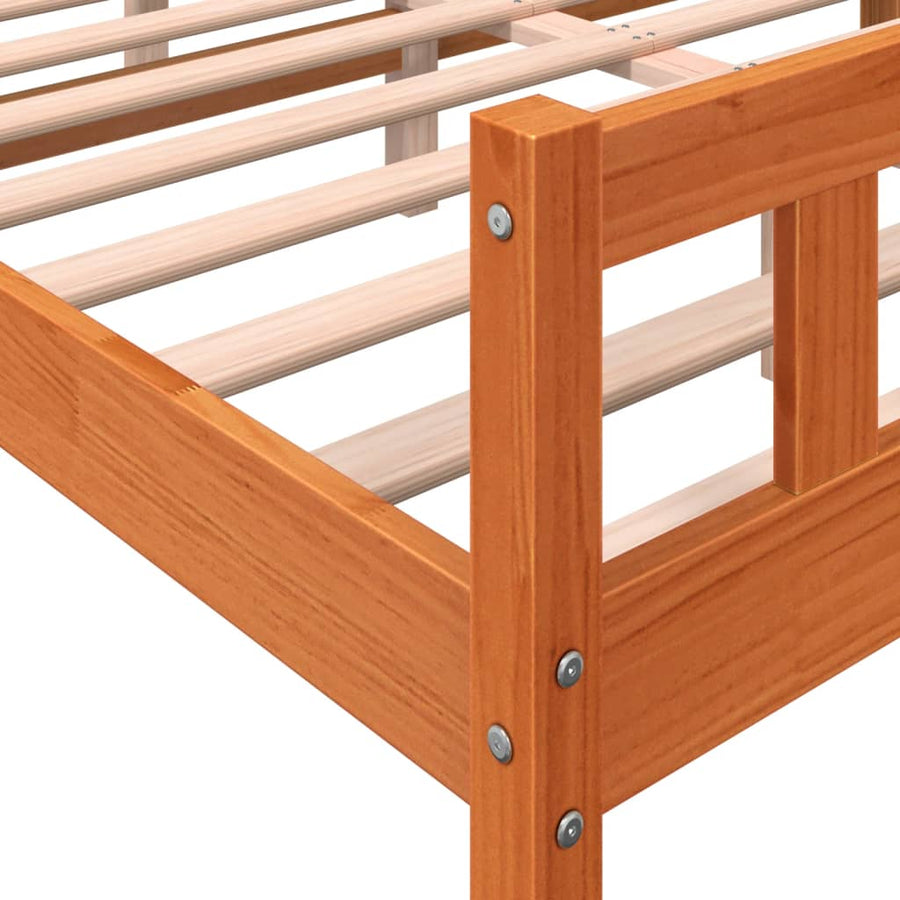 Bedframe met hoofdbord massief grenenhout wasbruin 150x200 cm 150 x 200 cm Bruin
