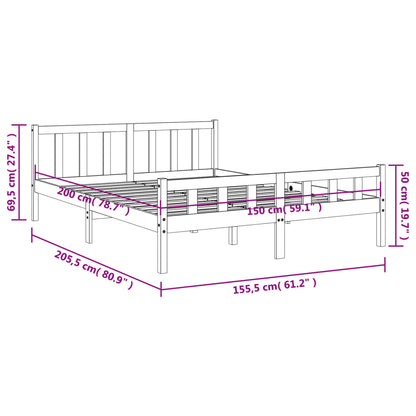 Bedframe met hoofdbord massief grenenhout wasbruin 150x200 cm 150 x 200 cm Bruin