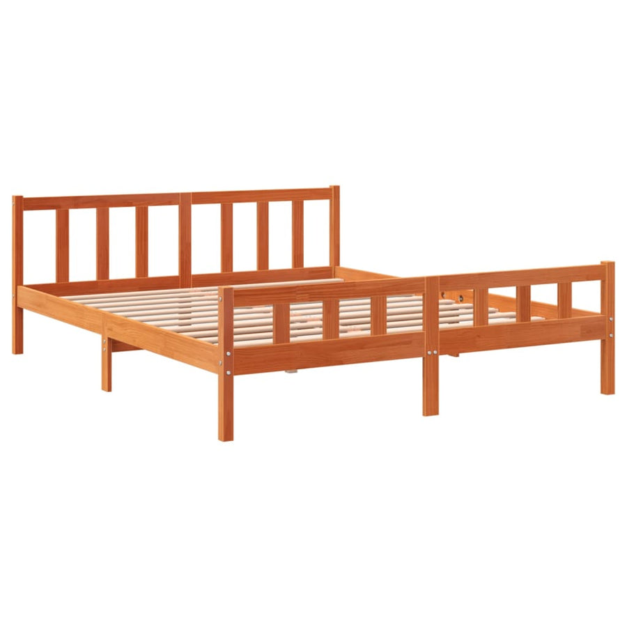Bedframe Met Hoofdbord Massief Grenenhout Was 160 x 200 cm Bruin