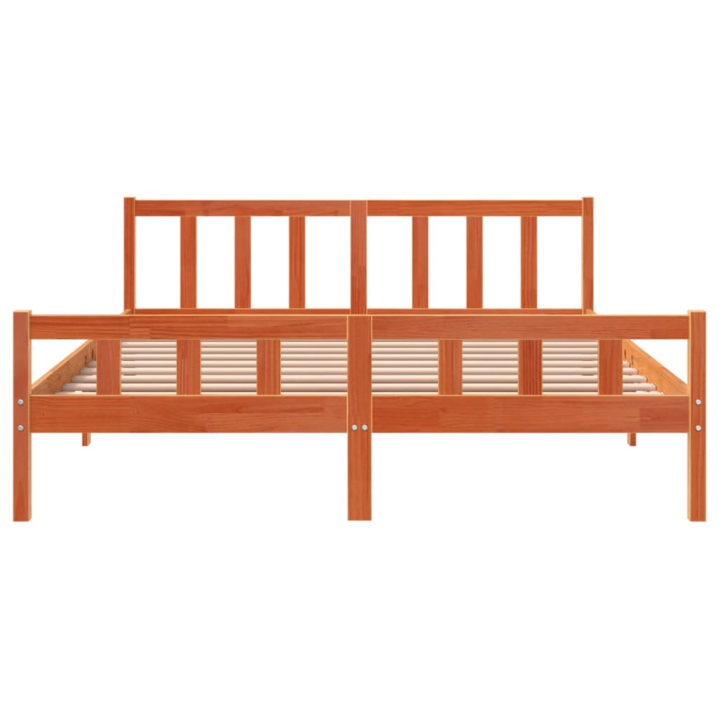 Bedframe Met Hoofdbord Massief Grenenhout Was 160 x 200 cm Bruin